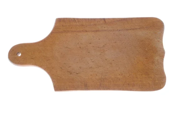 Placa de corte de madeira em um fundo branco — Fotografia de Stock