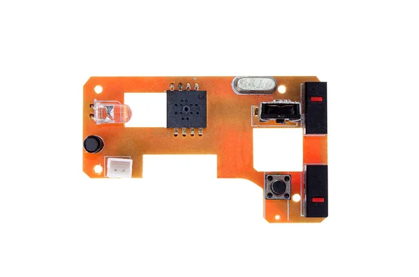 Beyaz arka planda Çin optik kablosuz bilgisayar faresinin elektronik panosu