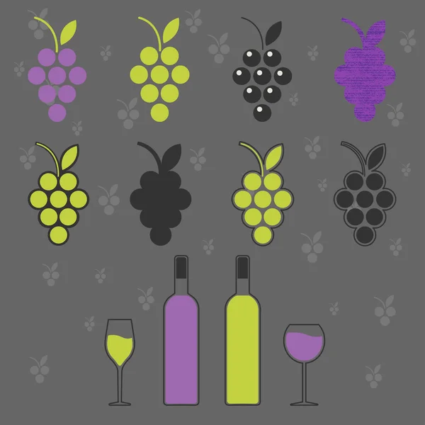 Conjunto de vinho símbolo —  Vetores de Stock
