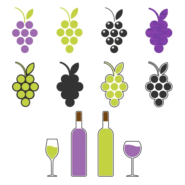Şarap simgesi ayarla — Stok Vektör