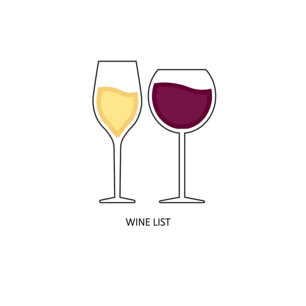 Beyaz ve kırmızı şarap cam — Stok Vektör