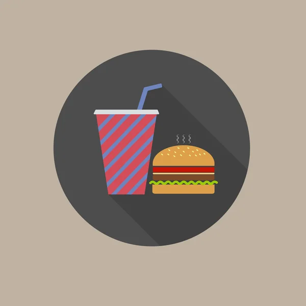 Hamburger et une boisson froide — Image vectorielle