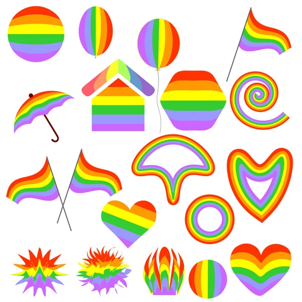 Grand ensemble de symboles colorés — Image vectorielle