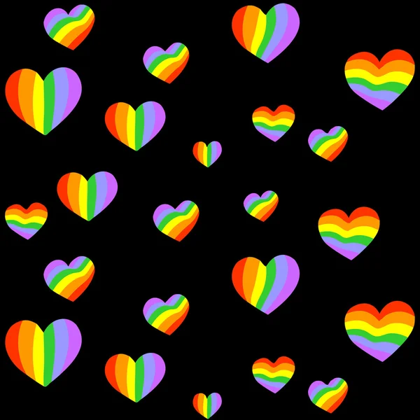 多くのカラフルな虹エンブレムとパターン — ストックベクタ