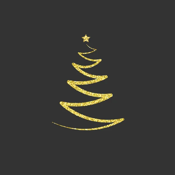 Arbre de Noël en or avec une étoile. paillettes dorées. icône, symbole, e — Image vectorielle