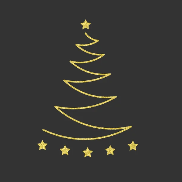Arbre de Noël en or avec étoiles. paillettes dorées. illustration vectorielle — Image vectorielle