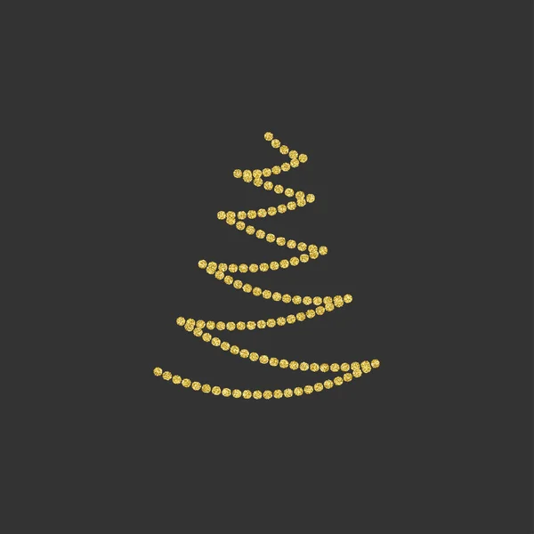 Arbre de Noël de confettis d'or. paillettes dorées. icône, symbole, e — Image vectorielle