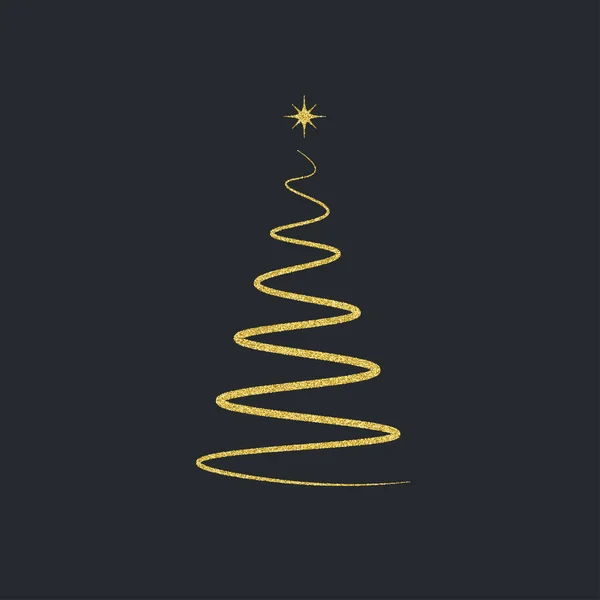 Silhouette d'un sapin de Noël avec une étoile sur fond noir . — Image vectorielle