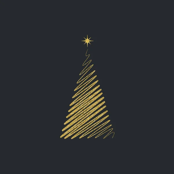 Silhouette d'un sapin de Noël avec une étoile en diagonale — Image vectorielle