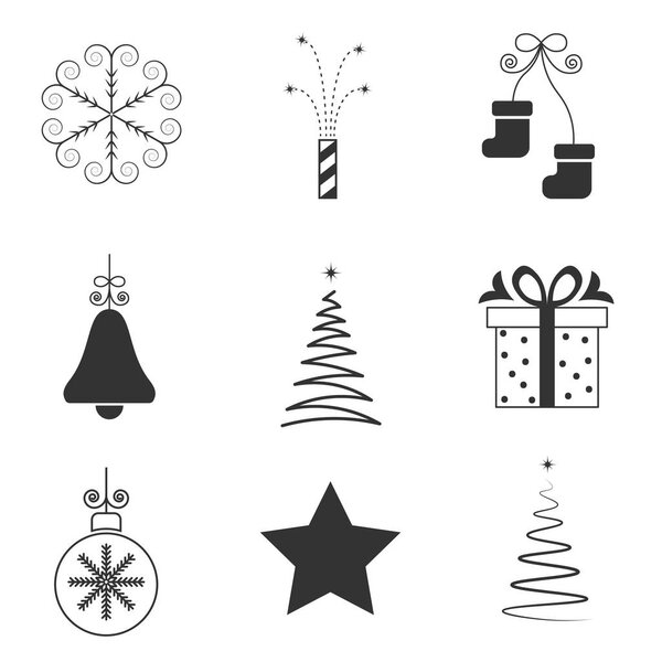 new year set of elements; Christmas logo; sign; emblem; symbol; vector illustration;