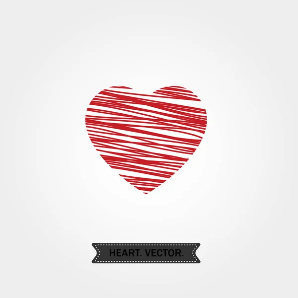 Cuore rosso lineare con linee oblique icona, logo, simbolo d'amore su sfondo bianco. uso in decorazione, design, emblema. illustrazione vettoriale . — Vettoriale Stock