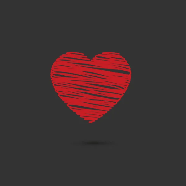 Icono del corazón rojo lineal, logotipo, símbolo del amor sobre un fondo negro. uso en la decoración, diseño, emblema. ilustración vectorial . — Archivo Imágenes Vectoriales