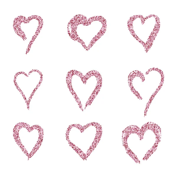 Mettre des cœurs rouges dans le style doodle or blanc, le logo, un symbole de l'amour sur fond blanc. utilisation dans la conception, élément de conception, emblème. illustration vectorielle . — Image vectorielle
