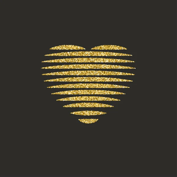 Goldene Herzsymbollinie. Glitzerlogo, Liebessymbol. Verwendung in der Dekoration, Design als Emblem. Vektorillustration. — Stockvektor