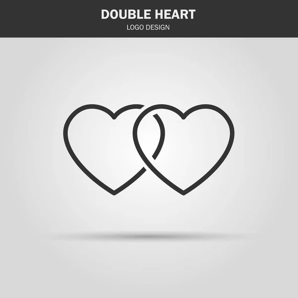 Ince çizgi simgesi. Çift kalp logosu. aşk sembolü. Dekorasyon, tasarım amblemi olarak kullanın. vektör çizim. — Stok Vektör