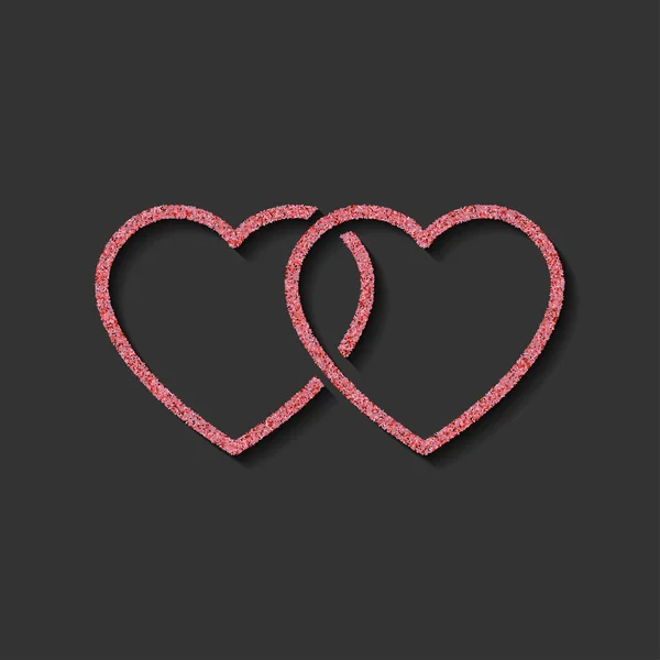 キラキラ アイコン。ピンクのダブルハートのロゴ。愛のシンボル。装飾、象徴としてのデザインを使用します。ベクトル図. — ストックベクタ