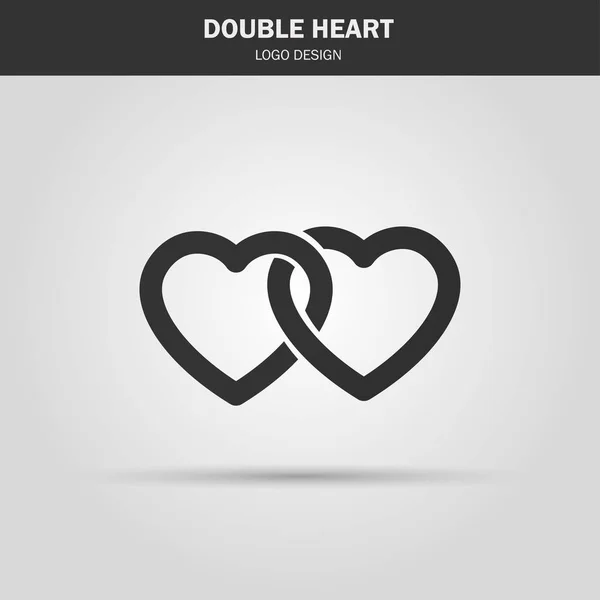 Linear icon. double heart logo. love symbol. vector illustration. — Stock Vector