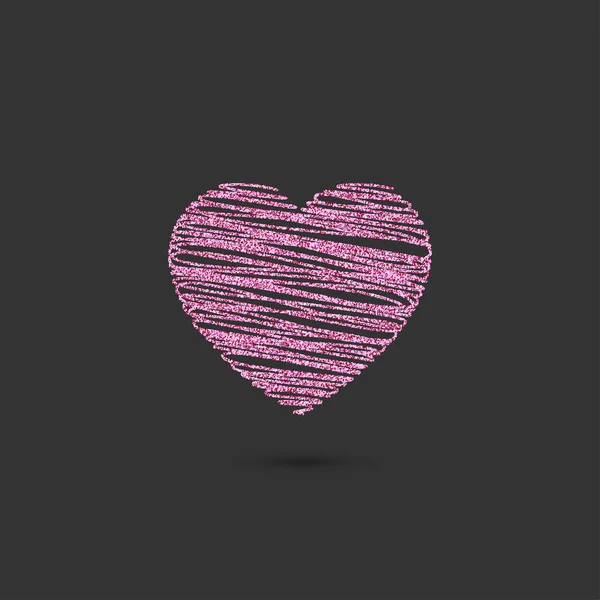 Icona glitter rosa cuore lineare, logo, simbolo d'amore su sfondo nero. uso in decorazione, design, emblema. illustrazione vettoriale . — Vettoriale Stock