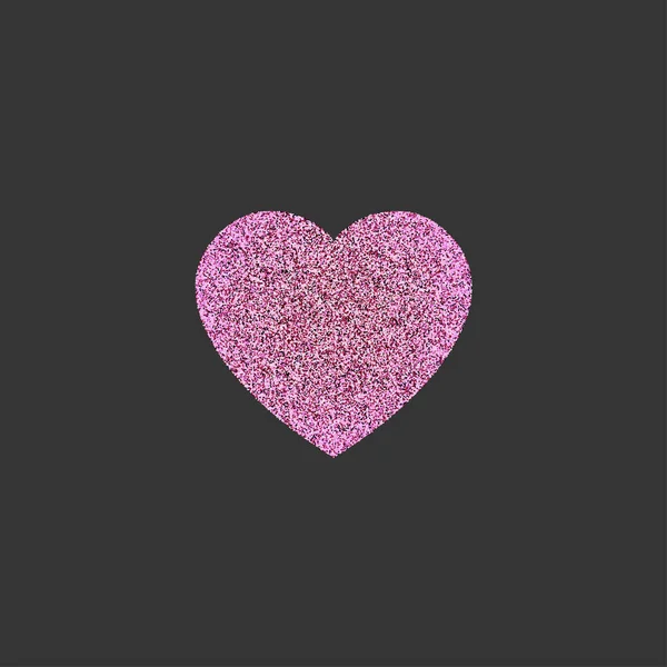 Icona del cuore in oro rosa. logo glitter, simbolo d'amore su sfondo nero. uso nella decorazione, il design come emblema. illustrazione vettoriale . — Vettoriale Stock