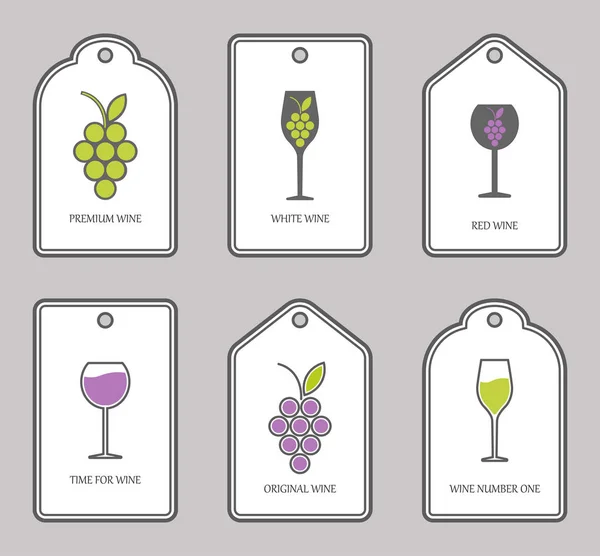 Een set van kaarten voor wijn. Label, tag. Vectorillustratie. — Stockvector