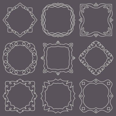 Set el çizilmiş öğe için çerçeveler, logo, yoga, etnik tasarım doodle. No. 20 9 öğe ayarlayın. Vektör çizim.