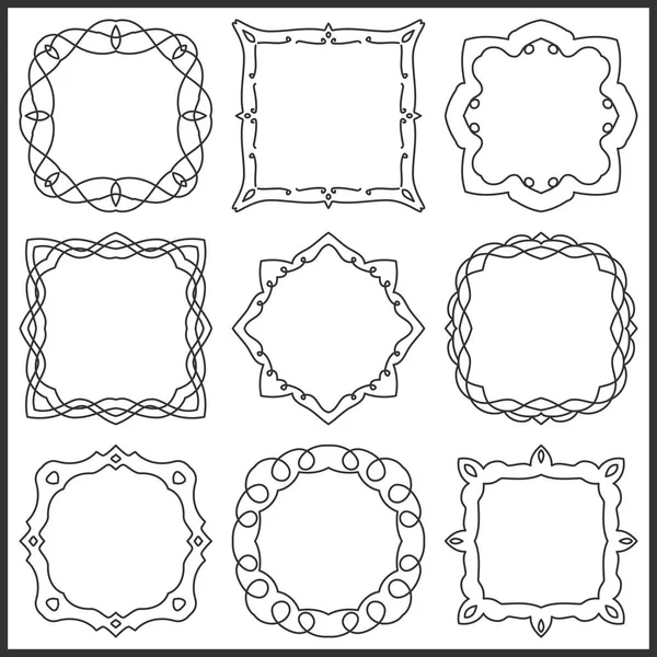 Set de Doodle elemento dibujado a mano para marcos, logo, yoga, diseño étnico. Set No. 18 de 9 artículos. Ilustración vectorial . — Vector de stock