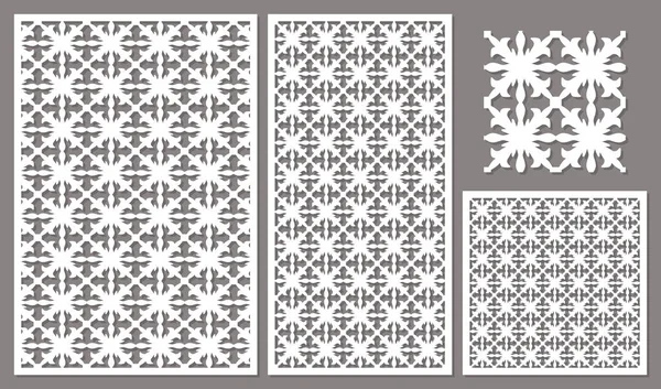 Set de paneles decorativos corte láser. Patrón étnico abstracto. La relación 2: 3, 1: 2, 1: 1, sin fisuras. Ilustración vectorial . — Archivo Imágenes Vectoriales