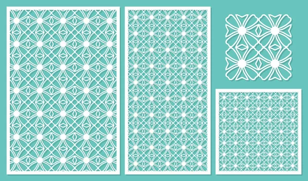 Set dekoratif paneller kesme lazer. Ulusal geometrik desen. Oranı 2:3, 1:2, 1:1, sorunsuz. Vektör çizim.