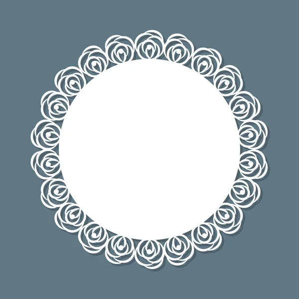 Cadre décoratif rond avec motif de roses florales pour la découpe laser. Illustration vectorielle . — Image vectorielle