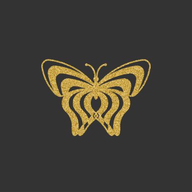 Altın Kelebek dekoratif doğrusal desenli. Vektör çizim.