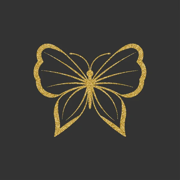 Dekorativní gold motýla. Elegantní silueta. Položka pro logo. Vektorové ilustrace. — Stockový vektor