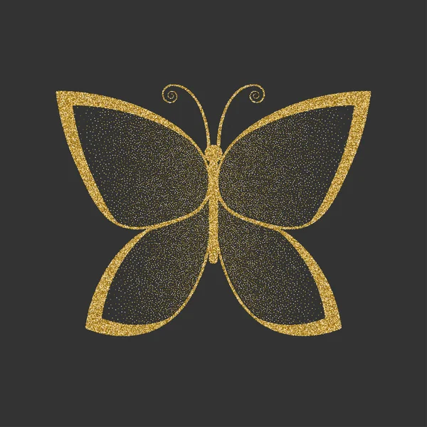 Mariposa decorativa de oro. Una silueta elegante. Elemento para logo. Ilustración vectorial . — Vector de stock
