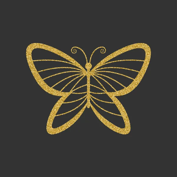 Mariposa decorativa de oro. Silueta lineal elegante. Elemento para logo. Ilustración vectorial . — Archivo Imágenes Vectoriales