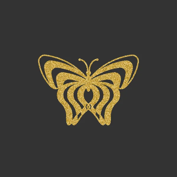 Mariposa dorada con patrón lineal decorativo. Ilustración vectorial . — Vector de stock