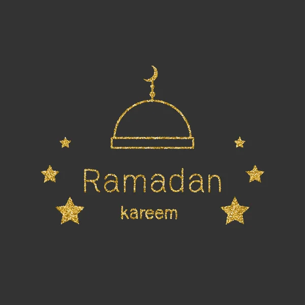 Moschea e stelle del Ramadan Kerim. Modello di design per biglietto di auguri, banner, poster, invito. Illustrazione vettoriale . — Vettoriale Stock