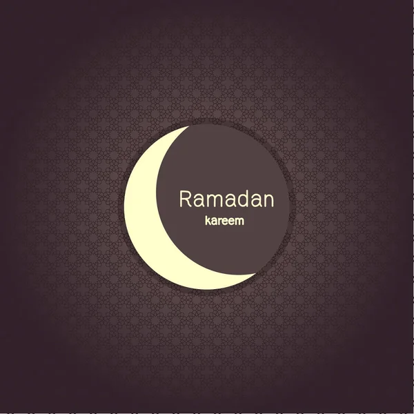 Ramadan Kerim, arabischer Hintergrund mit Rahmen und weißem Mond. Vorlage für Grußkarte, Banner, Plakat, Einladung. Vektorillustration. — Stockvektor