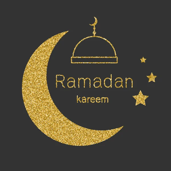 Ramadan Kerim, sfondo arabo con luna scintillante d'oro. Modello di design per biglietto di auguri, banner, poster, invito. Illustrazione vettoriale . — Vettoriale Stock