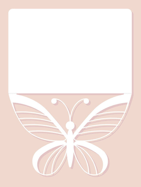 Invitation card, wedding decoration, design element. Elegant butterfly laser cut. Vector illustration.