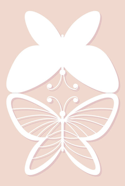 Invitation card, wedding decoration, design element. Elegant butterfly laser cut. Vector illustration.