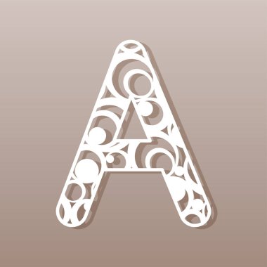 Harf A lazer kesim için. İngilizce alfabe. Vektör çizim.