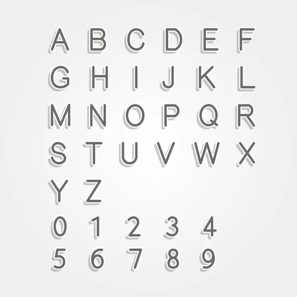 Stilize klasik İngilizce alfabe ve numaralar. Vektör çizim. — Stok Vektör