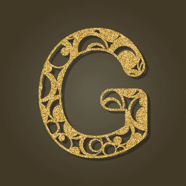 La letra G dorada es para el corte por láser. Alfabeto inglés. Ilustración vectorial . — Vector de stock