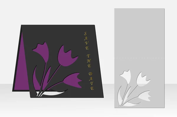 Cartão com padrão floral para corte a laser. Projeto de silhueta . —  Vetores de Stock