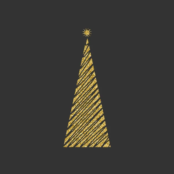 Silhouette Sapin Noël Avec Une Étoile Diagonale Avec Des Lignes — Image vectorielle