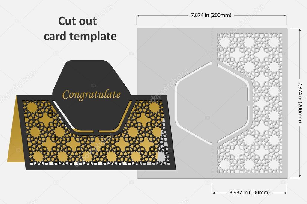 Template cards to cut. Topper. Use for congratulations, invitations, presentations, weddings. Vector illustration.