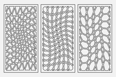 Desen geometrik süsleme ayarlayın. Lazer kesim için kartı. Öğe dekoratif tasarım. Geometrik desen. Vektör çizim.