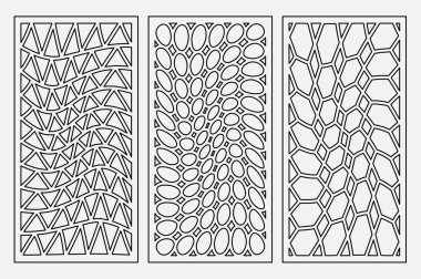 Set pattern geometric ornament. Card for laser cutting. Element decorative design. Geometric pattern. Vector illustration. clipart