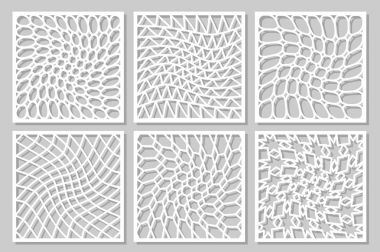 Set pattern geometric ornament. Card for laser cutting. Element decorative design. Geometric pattern. Vector illustration. clipart