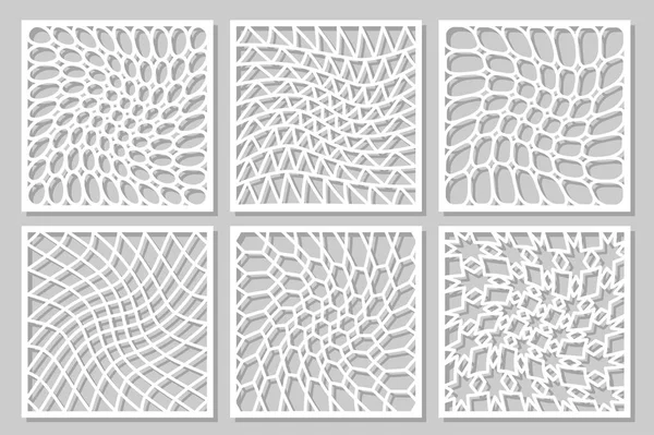 Desen geometrik süsleme ayarlayın. Lazer kesim için kartı. Öğe dekoratif tasarım. Geometrik desen. Vektör çizim.