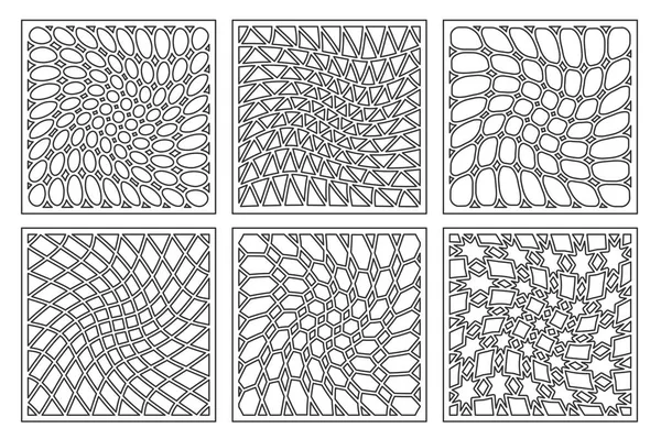 Desen geometrik süsleme ayarlayın. Lazer kesim için kartı. Öğe dekoratif tasarım. Geometrik desen. Vektör çizim.